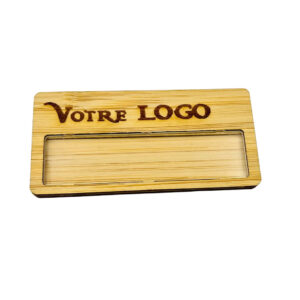 Badge bambou nominatif avec gravure logo